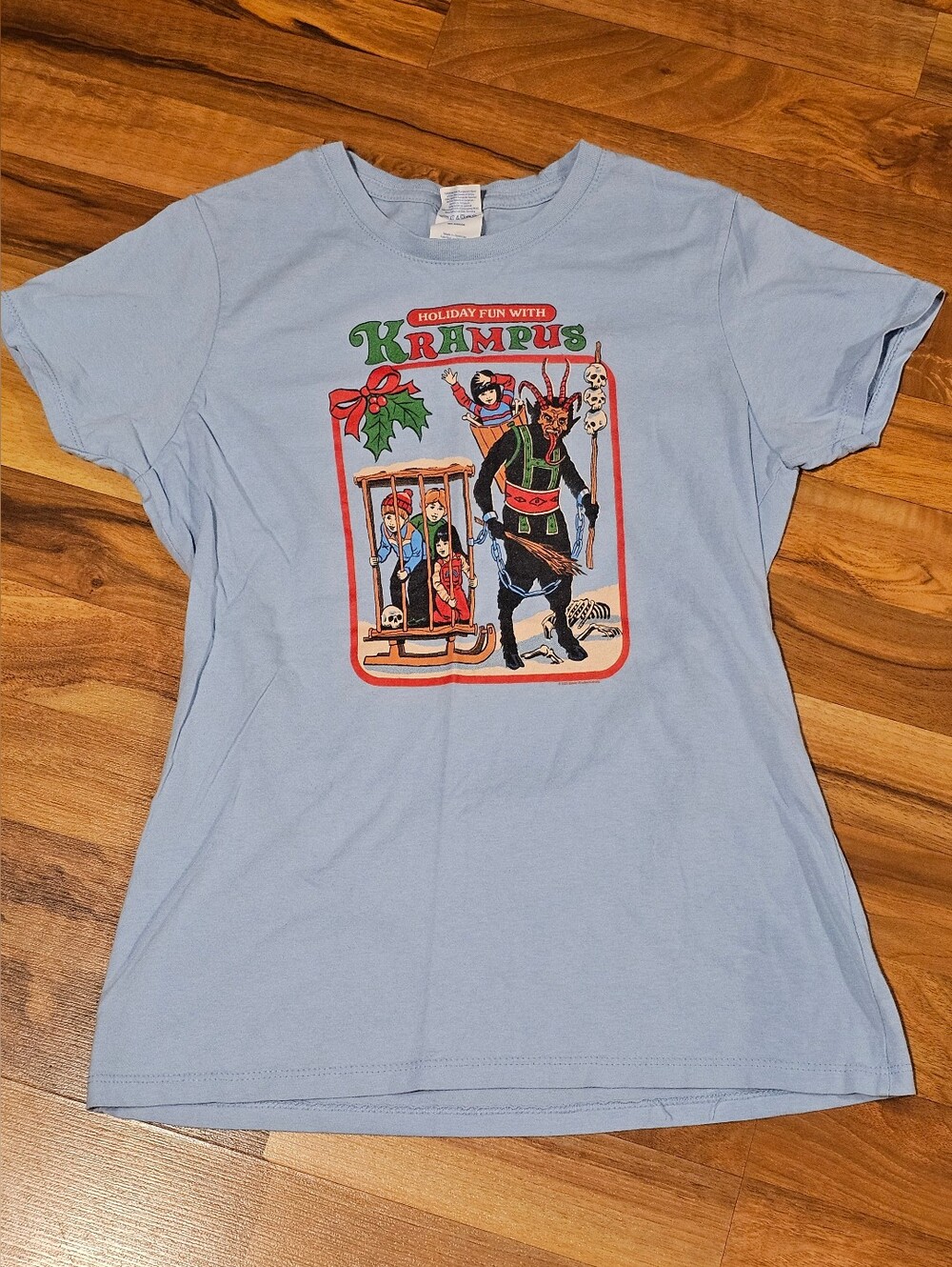 Krampus Graphic Holiday Tee - Light Blue